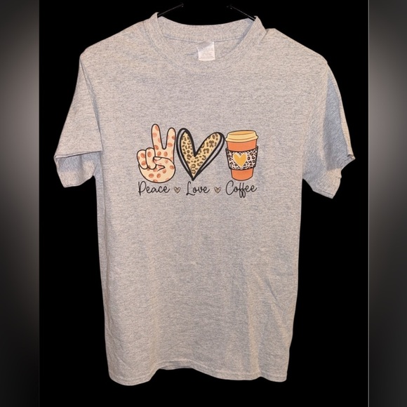 New- Gildan Heavy Cotton Custom Graphic “Peace Love Coffee ” - Picture 2 of 2